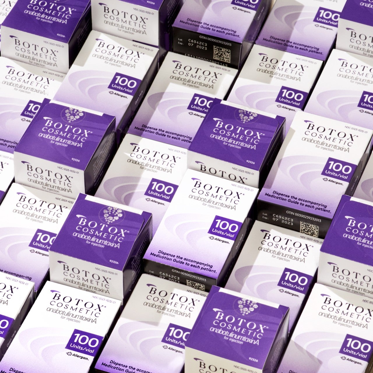 Assortment of many BOTOX Cosmetic vials.